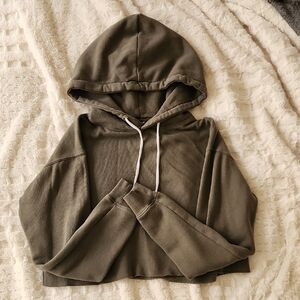 Wild Fable Olive Green Cropped Hoodie